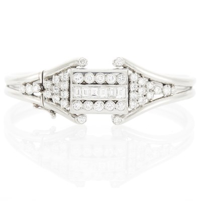 Lot 1050 - Hamilton Platinum and Diamond Bangle-Watch