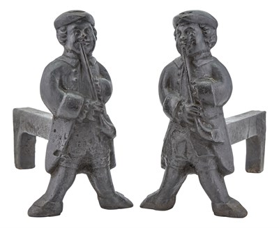 Lot 1265 - Pair of Cast Iron Figural Andirons Probably...