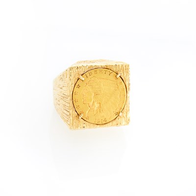 Lot 1221 - Gold and Gold Coin Ring