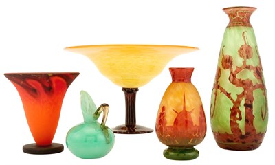 Lot 270 - Group of Five Schneider Art Deco Glass...
