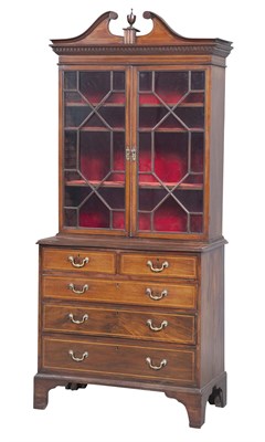 Lot 290 - George III Inlaid Mahogany Bookcase Cabinet...