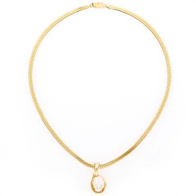 Lot 1124 - Gold and Diamond Pendant with Chain Necklace