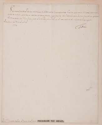 Lot 115 - FREDERICK THE GREAT; i.e. FRIEDRICH II, King...