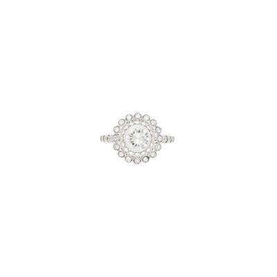 Lot 49 - White Gold and Diamond Filigree Ring, France