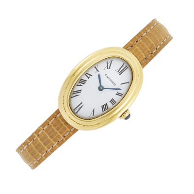 Lot 12 - Cartier Gold 'Baignoire' Wristwatch