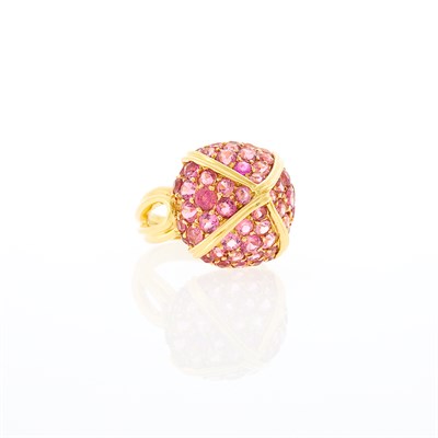 Lot 1265 - Gold and Pink Topaz Dome Ring