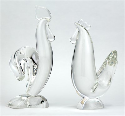 Lot 312 - Two Steuben Glass Roosters Modern Height of...