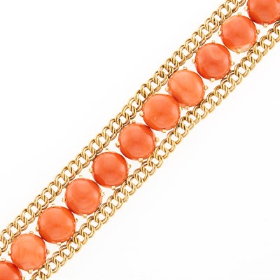Lot 1172 - Gold and Coral Bracelet