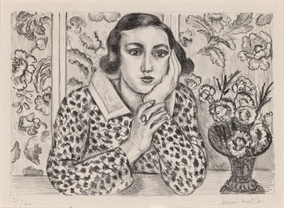Lot 113 - Henri Matisse (1869-1954) JEUNE FILLE ACCOUDÉE...