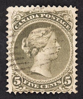 Lot 3170 - Canada 1875 5 Cent Olive Green Perforated 1.75...