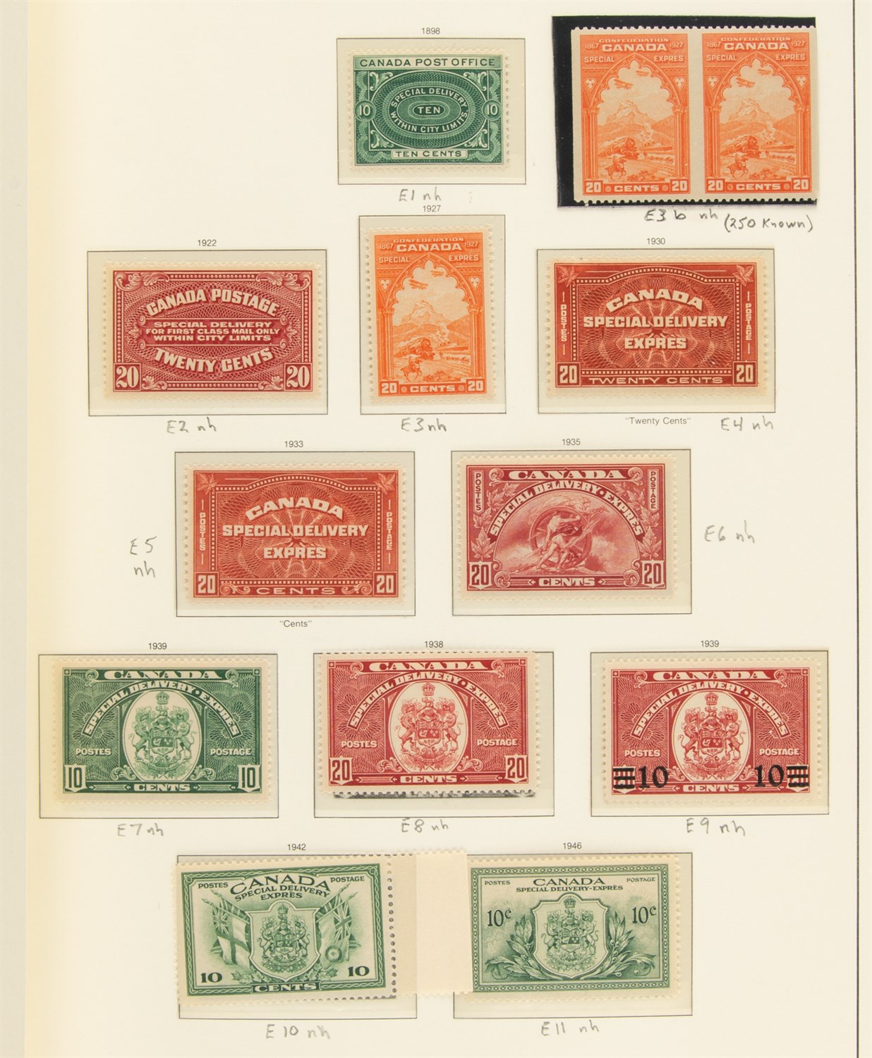 Lot 3203 - Canada Special Delivery Stamps Scott E1-11...