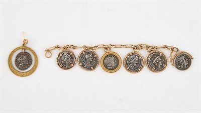 Lot 3046 - Roman Coin Bracelet and One Earring Attractive...