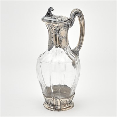 Lot 108 - French Sterling Silver Mounted Glass Claret Jug