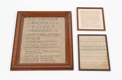 Lot 1237 - Three American Needlework Samplers Early 19th...