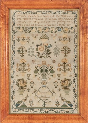 Lot 255 - English Needlework Sampler Worked by Hannah...