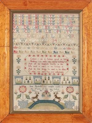 Lot 256 - English Needlework Sampler Worked by Lane...