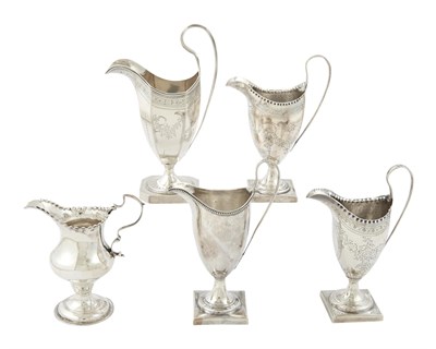 Lot 178 - Group of Five George III Sterling Silver Cream Jugs