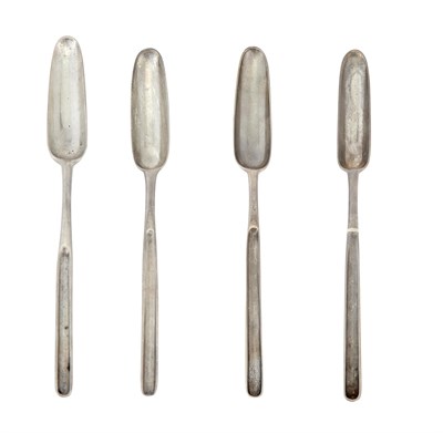 Lot 185 - Group of Three George III Sterling Silver Marrow Scoops