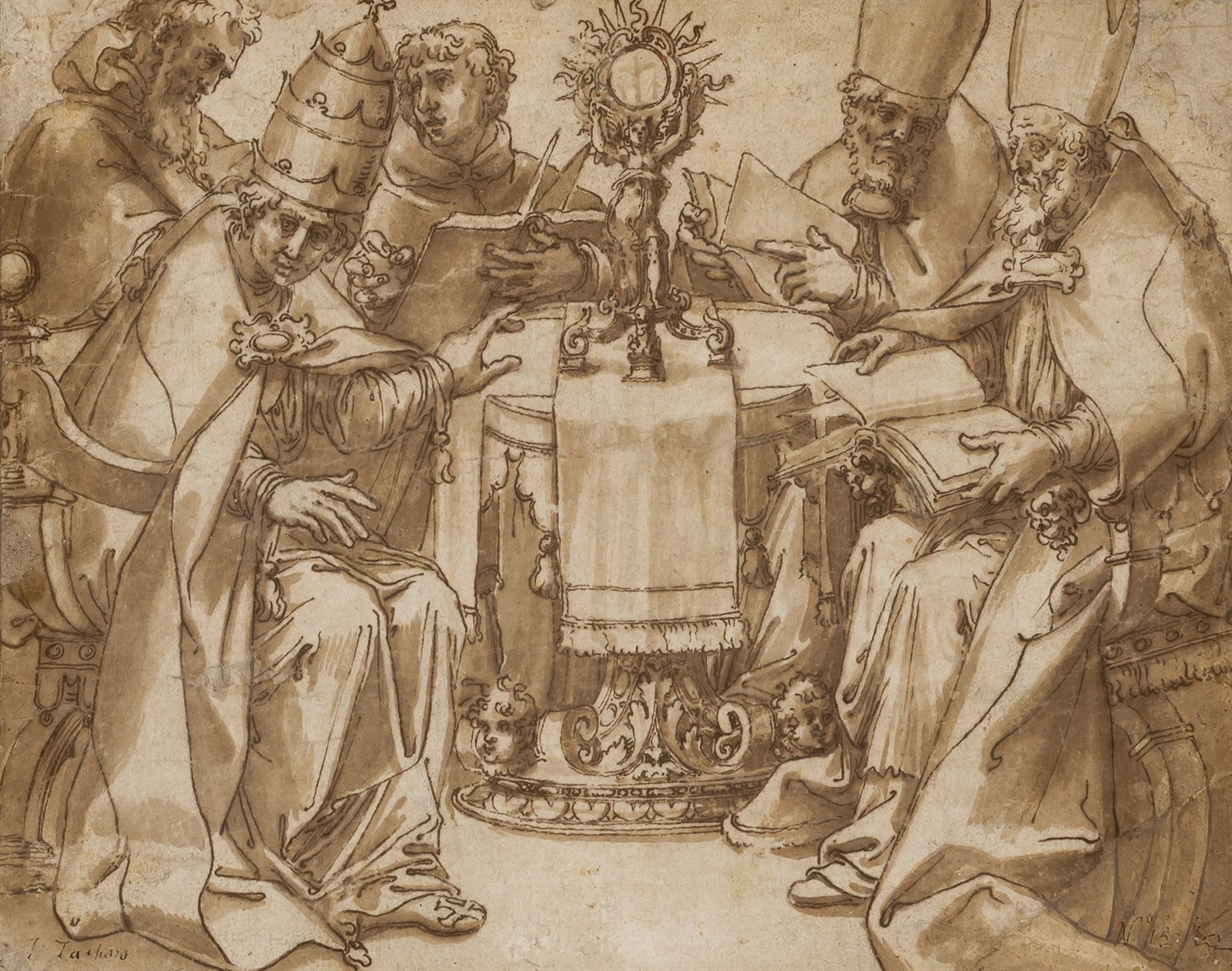 Lot 9 - Circle of Taddeo Zuccaro A Disputation on the...