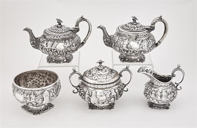 Lot 5 - Early Samuel Kirk Silver Castle Pattern Tea...