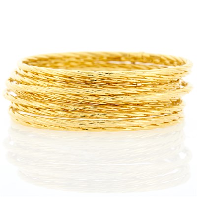 Lot 1147 - Ten Gold Bangle Bracelets