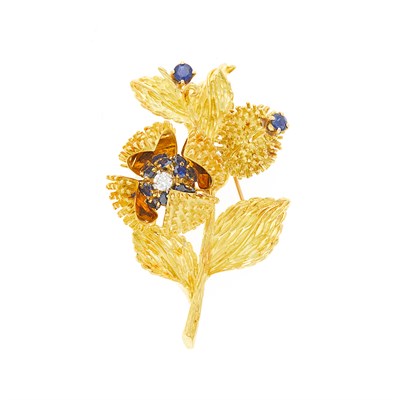 Lot 1139 - Tiffany & Co. Gold, Sapphire and Diamond Brooch
