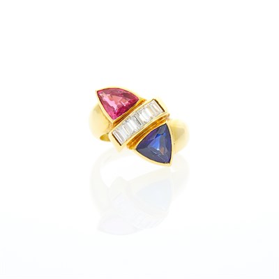 Lot 1024 - Gold, Ruby, Sapphire and Diamond Ring