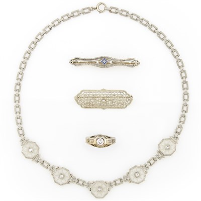 Lot 1192 - Group of White Gold and Diamond Jewelry