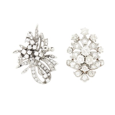 Lot 1175 - Gold, Platinum and Diamond Ring and Platinum and Diamond Pin