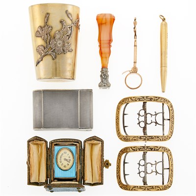 Lot 1299 - Group of Antique and Period Silver, Metal, Low Karat Gold and Gold Accessories