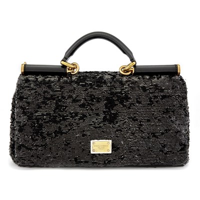Lot 1316 - Dolce & Gabbana Black Leather and Sequin 'Sicily' Bag