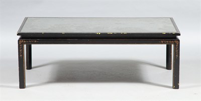Lot 321 - Black and Gold Chinoiserie Decorated Mirror...