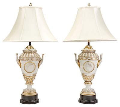 Lot 270 - Pair of Louis XVI Style Gilt Decorated Glazed...