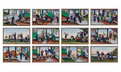 Lot 145 - Set of Twelve Chinese Paintings