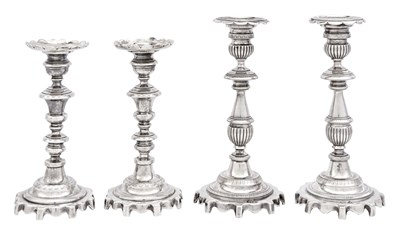 Lot 185 - Pair of Portuguese Silver Candlesticks and a...