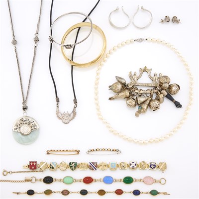 Lot 1221 - Group of Gold, Silver, Metal and Hardstone Jewelry