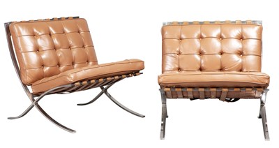 Lot 228 - Pair of Mies van der Rohe Leather and Chromed...