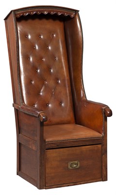 Lot 240 - Leather Upholstered Walnut Porter's Chair...