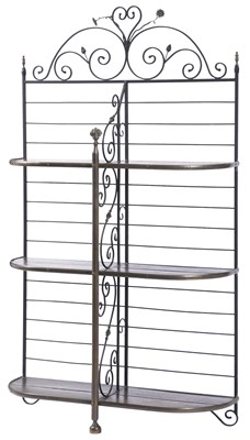 Lot 382 - French Iron, Brass and Wood Baker's Rack...