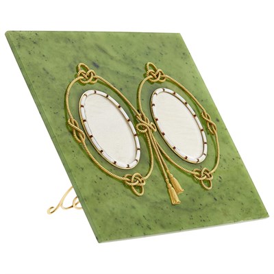 Lot 1125 - Fabergé Enameled Gold-Mounted Nephrite Double...
