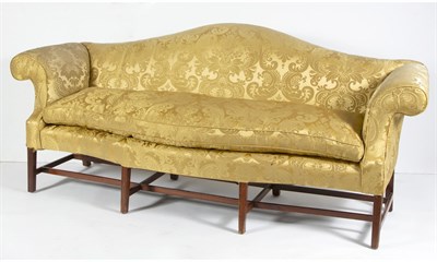 Lot 305 - Federal Mahogany Upholstered Camel-Back Sofa