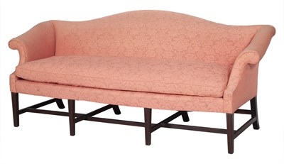 Lot 307 - Federal Mahogany Upholstered Camel-Back Sofa