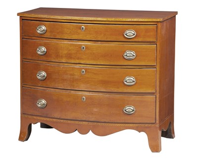Lot 250 - Federal Inlaid Cherry Bowfront Chest of Four Drawers