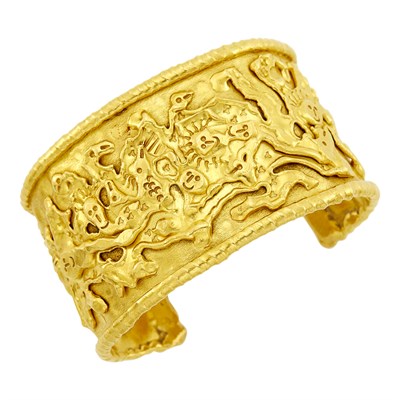 Lot 168 - Jean Mahie High Karat Gold 'Charming Monsters' Cuff Bangle Bracelet
