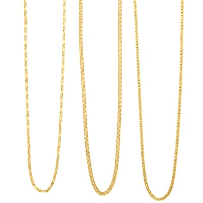 Lot 1228 - Three Gold Chain Necklaces