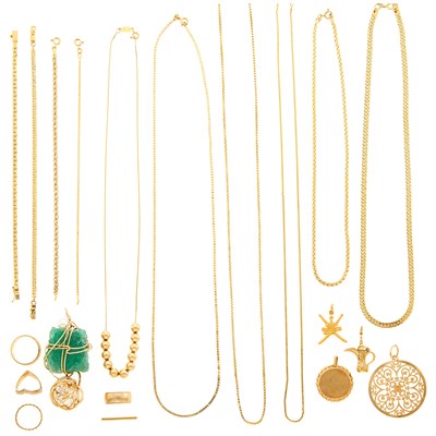 Lot 1295 - Group of Gold and Gem-Set Jewelry and Fragments