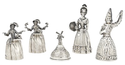 Lot 167 - Group of Five Silver Novelty Table Bells...