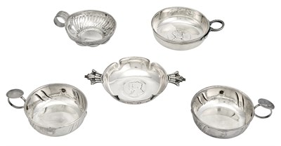 Lot 225 - Group of Five Silver Wine Tasters Comprising...