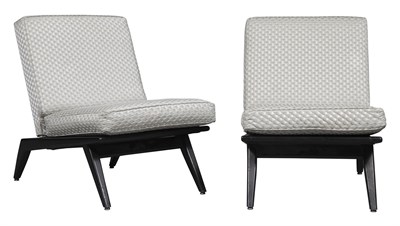 Lot 406 - Pair of Upholstered Slipper Chairs Height 29...
