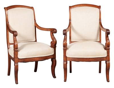 Lot 283 - Pair of Restauration Mahogany Upholstered...